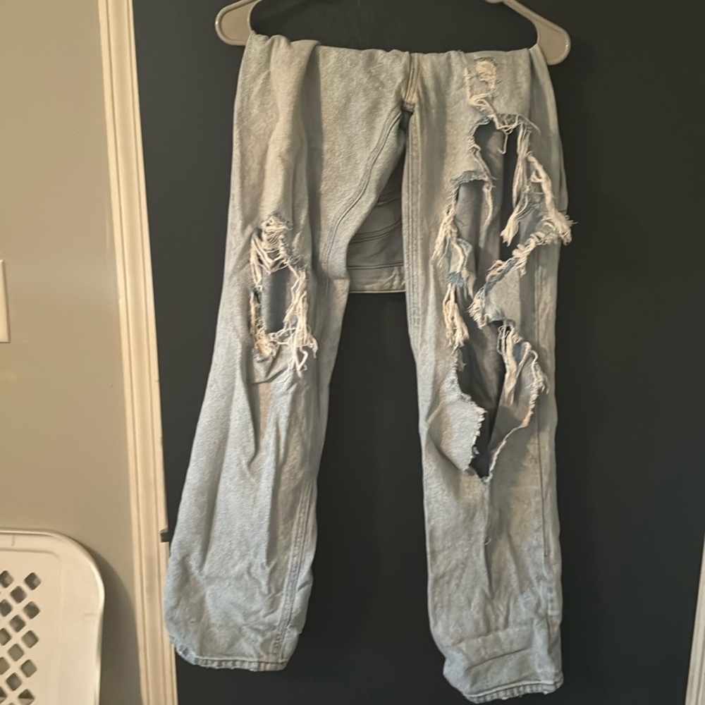 PacSun distressed light color jeans.